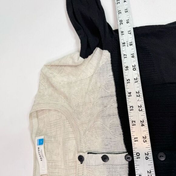 Sparrow Sweater Womens Large Black Ivory Cotton Blend Long Sleeve Cardigan - Picture 3 of 7